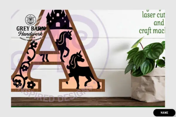 Unicorn Wooden Letter Decor – Handmade in Saskatchewan
