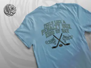 Penalty Box T-shirt in organic cotton with colour options for hockey fans and everyday wear