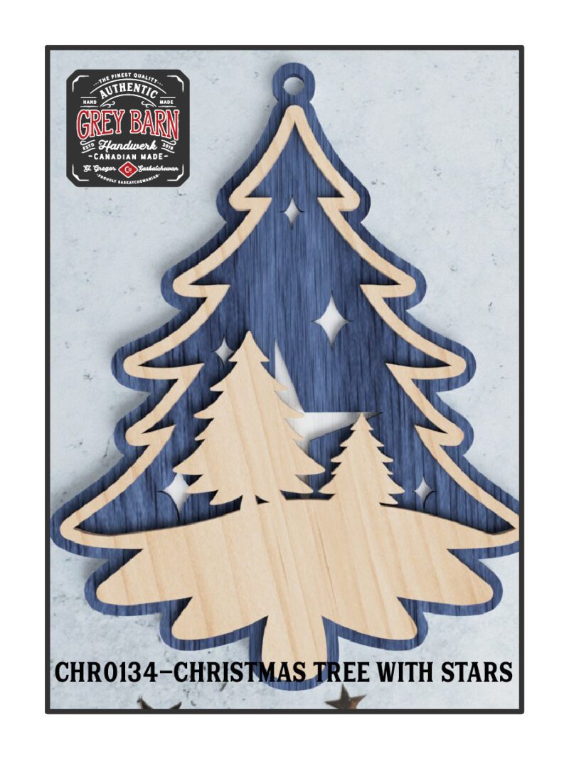 chr0134 christmas tree with stars ornament