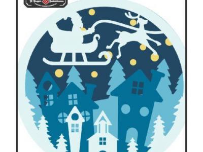 chp0027 santa sleigh 3d round sign 01