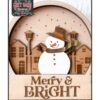 chr0152 village with snowman snow globe ornament