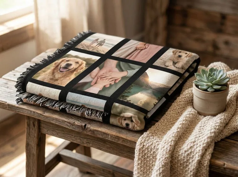 Custom blanket Saskatchewan — 9-panel personalised fleece from Grey Barn Handwerk