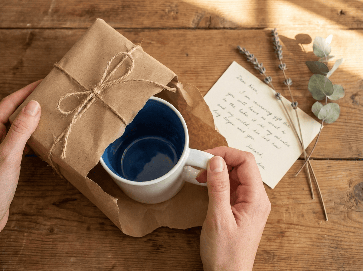 What makes a good custom gift — unwrapping a personalised mug from Grey Barn Handwerk
