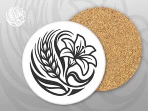 Custom blank coaster with white surface and natural cork backing for personalized designs