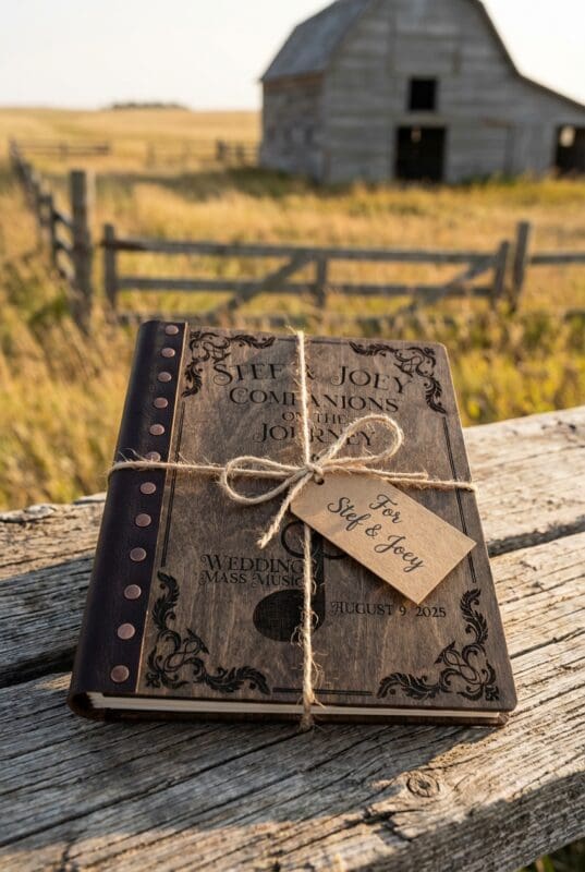 Custom wedding songbook gift wrapped presentation personalized wedding gift Saskatchewan handmade