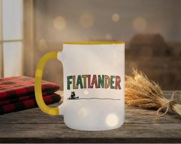 Flatlander 15oz Mug with Saskatchewan prairie design in vibrant colours