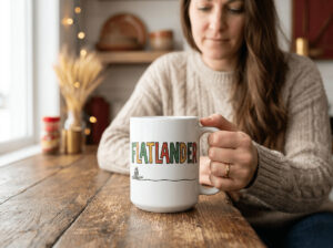 Flatlander 15oz Mug with Saskatchewan prairie design in vibrant colours