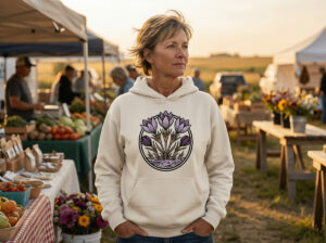 Crocuses Bunnyhug featuring purple Saskatchewan crocus flowers on premium fleece hoodie