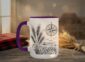 Field And Compass Mug with navigation design on white ceramic with coloured interior, Saskatchewan handcrafted coffee cup