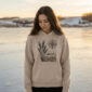 Field and Compass Bunnyhug design showing compass and field elements on premium Saskatchewan hoodie