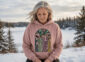 Land of Living Skies Bunnyhug, Saskatchewan prairie design on cotton-poly hoodie