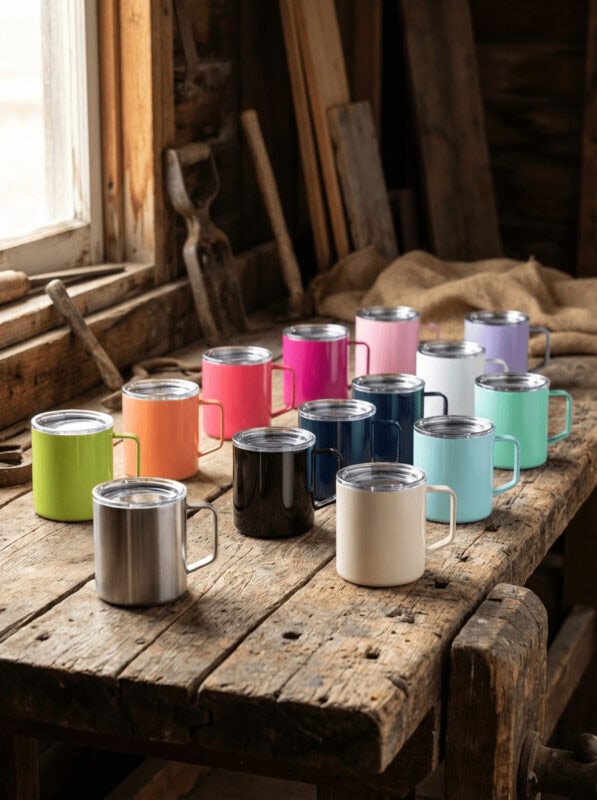 Maars Townie 14oz stainless steel insulated camp mugs colour options with handles Grey Barn Saskatchewan