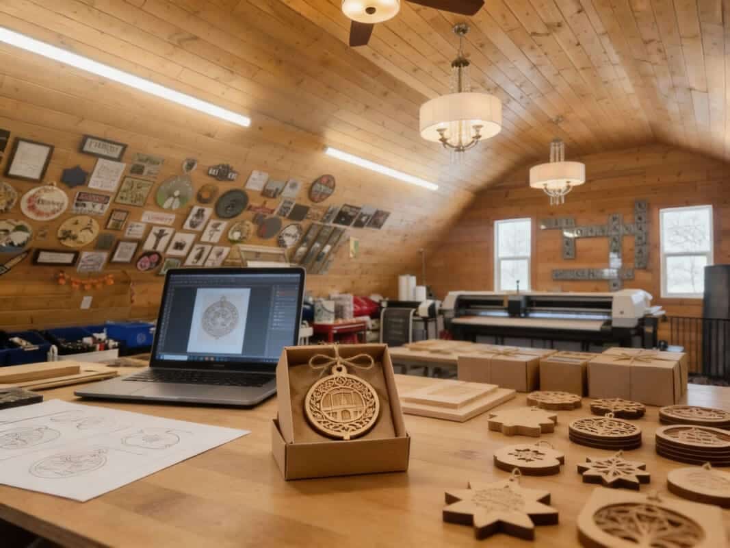 Grey Barn Handwerk custom order process — reviewing a design proof before production