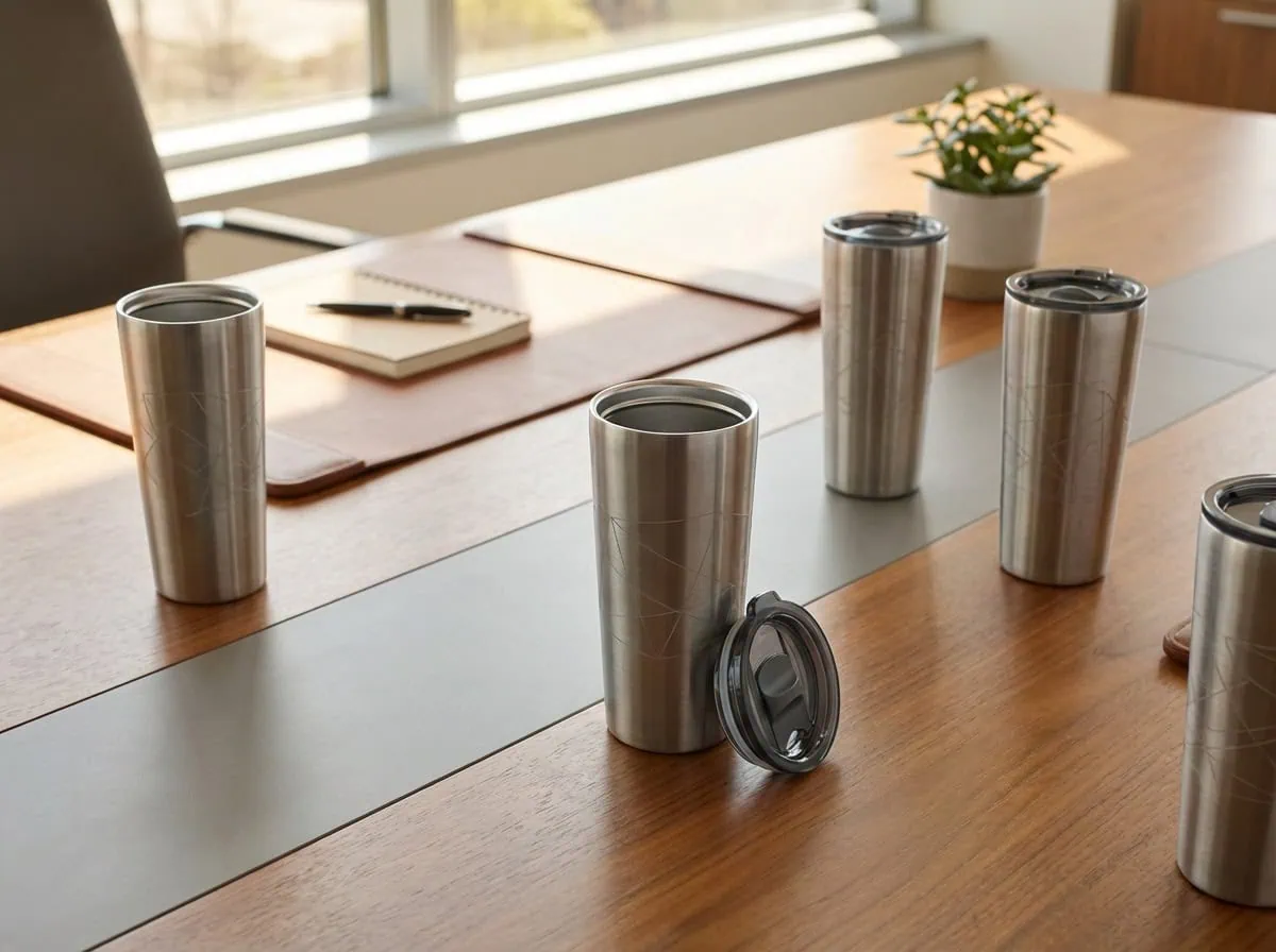 Custom branded corporate gift tumblers — Saskatchewan business gifts Grey Barn Handwerk