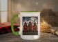 Three Elevators 15oz Mug with white exterior and coloured interior showing grain elevator design