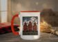 Three Elevators 15oz Mug with white exterior and coloured interior showing grain elevator design