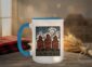 Three Elevators 15oz Mug with white exterior and coloured interior showing grain elevator design