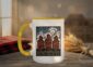 Three Elevators 15oz Mug with white exterior and coloured interior showing grain elevator design