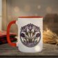Crocuses Mug in black featuring purple Saskatchewan crocus flowers on white ceramic