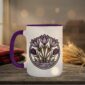 Crocuses Mug in black featuring purple Saskatchewan crocus flowers on white ceramic