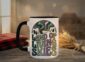 Land Of Living Skies Mug in black interior showing Saskatchewan prairie sky design on white ceramic coffee cup