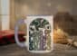 Land Of Living Skies Mug in light purple interior showing Saskatchewan prairie sky design on white ceramic coffee cup