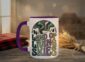Land Of Living Skies Mug in purple interior showing Saskatchewan prairie sky design on white ceramic coffee cup