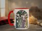 Land Of Living Skies Mug in red interior showing Saskatchewan prairie sky design on white ceramic coffee cup