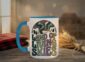 Land Of Living Skies Mug in purple interior showing Saskatchewan prairie sky design on white ceramic coffee cup