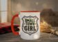 Small Town Girl Mug in orange interior showing Saskatchewan design on white ceramic coffee mug