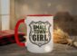 Small Town Girl Mug in red interior showing Saskatchewan design on white ceramic coffee mug