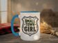 Small Town Girl Mug in sky-blue interior showing Saskatchewan design on white ceramic coffee mug