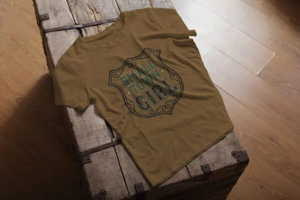 Small Town Girl T-Shirt in arctic blue showing prairie-inspired design