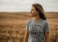 Small town girl t-shirt in organic cotton, Saskatchewan prairie design