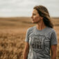 Small Town Girl T-Shirt in arctic blue showing prairie-inspired design