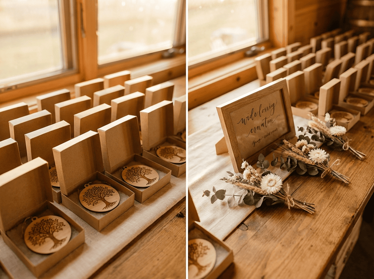 Wedding Favour Display — Saskatchewan Wedding Gifts Grey Barn Handwerk Custom wedding ornament favours with couples names — Saskatchewan wedding gifts