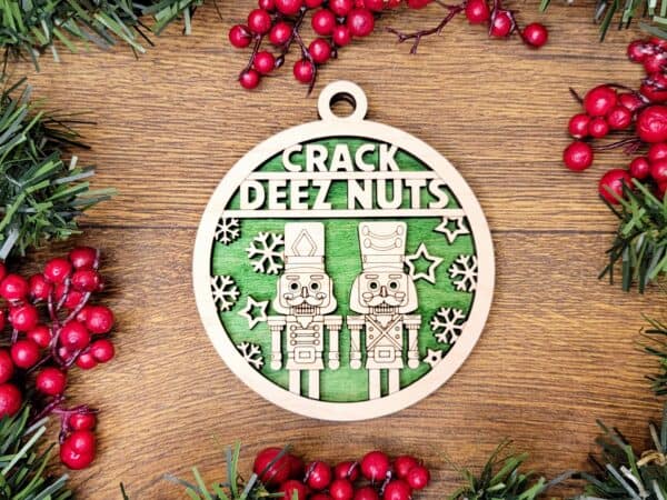 Naughty but Nice Christmas Ornament - Crack Deez Nuts