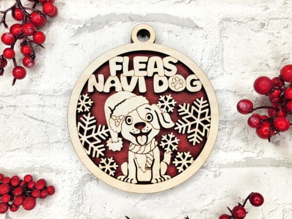 Fleas Navi-Dog fun christmas pun ornament