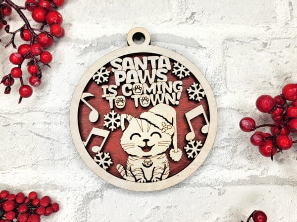 Santa Paws fun christmas pun ornament