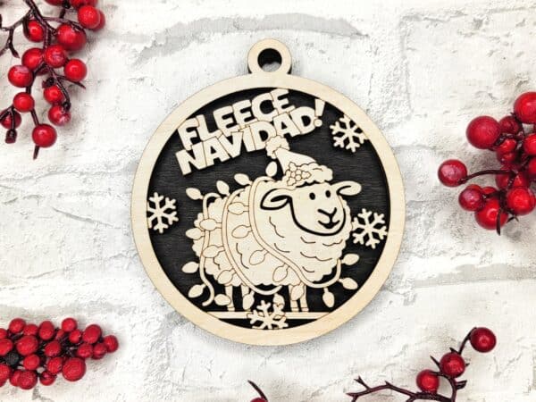 Fleece Navidad fun christmas pun ornament