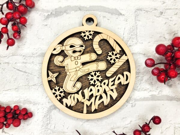 Ninjabread Man fun christmas pun ornament