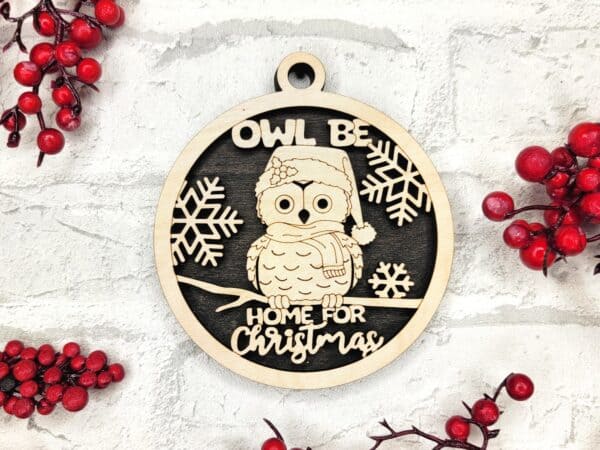 Owl Be Home for Christmas fun christmas pun ornament