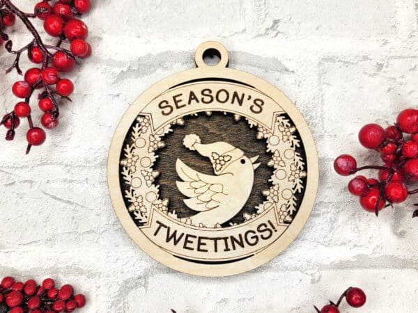 Seasons Tweetings fun christmas pun ornament