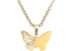 Stainless steel engraved necklace, butterfly, gold