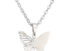 Stainless steel engraved necklace, butterfly, silver