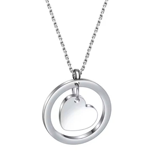Floating Heart Circle Necklace