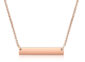 Stainless steel engraved necklace, horizontal bar, rose gold