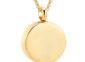 Stainless steel keepsake urn necklace, round, gold