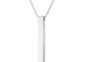 Stainless steel engraved necklace, vertical bar, silver
