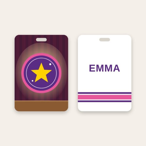 Dance bag tag Dance bag tag, team logo on a stage and name on the back